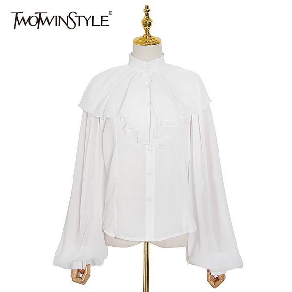 white patchwork ruffle chiffon blouse for women lantern sleeve elegant female summer fashion 210524
white patchwork ruffle chiffon blouse for women lantern sleeve elegant female summer fashion 210524