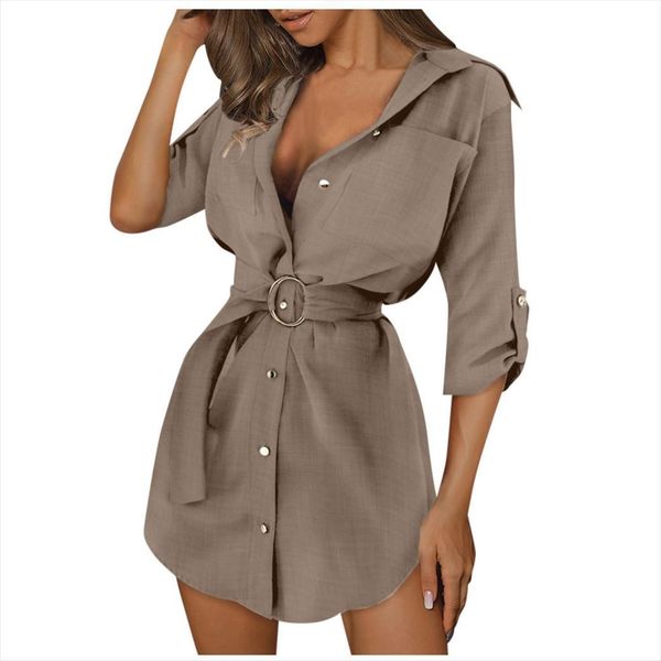 spring autumn sleeve mini women dress ol with belt casual work plain shirt brief elegant solid, Black;gray
spring autumn sleeve mini women dress ol with belt casual work plain shirt brief elegant solid, Black;gray