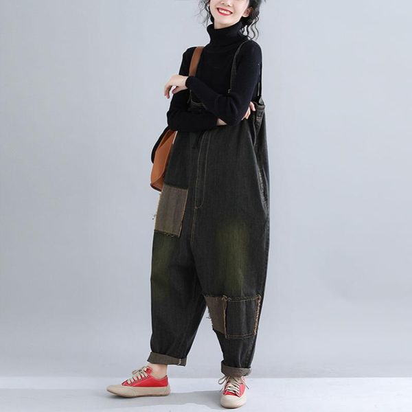 women's jeans qpfjqd loose vintage patchwork high waist overalls 2021 female casual washed denim harem jumpsuits plus size pants, Blue
women's jeans qpfjqd loose vintage patchwork high waist overalls 2021 female casual washed denim harem jumpsuits plus size pants, Blue