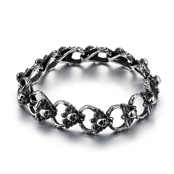 link, chain fasahion vintage punk skull charm bracelets men stainless steel link bracelet & bangle male rock drop jewelry, Black
link, chain fasahion vintage punk skull charm bracelets men stainless steel link bracelet & bangle male rock drop jewelry, Black