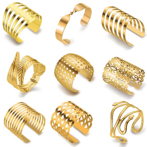just feel big surface width woman cuff bangles&bracelets cool gold color exagerated eu style for ol women jewelry bracelet q0719, Black
just feel big surface width woman cuff bangles&bracelets cool gold color exagerated eu style for ol women jewelry bracelet q0719, Black