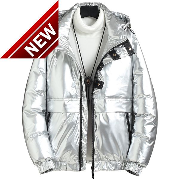 men's winter down jacket glossy hooded trend solid color slim warmth personality casual all-match coat long sleeve, Black
men's winter down jacket glossy hooded trend solid color slim warmth personality casual all-match coat long sleeve, Black