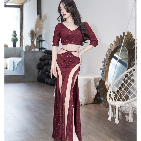 stage wear 2021 spring cotton belly dance costume high elastic hollow design sense performance dress, Black;red
stage wear 2021 spring cotton belly dance costume high elastic hollow design sense performance dress, Black;red