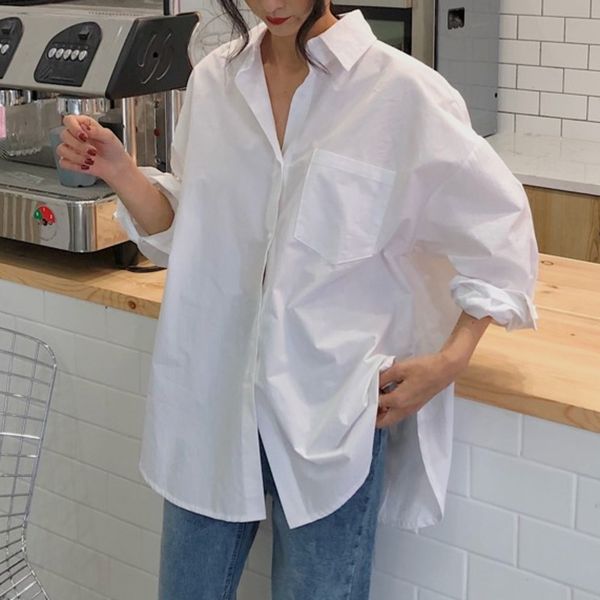 spring women shirts white plain loose oversized blouses female y2k blouse shirt female blusas pockets outerwear 210419
spring women shirts white plain loose oversized blouses female y2k blouse shirt female blusas pockets outerwear 210419