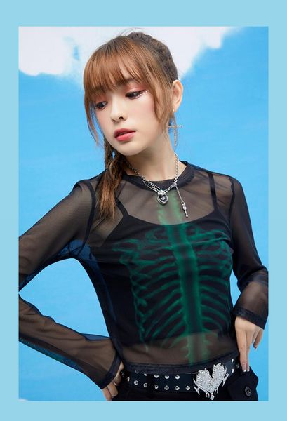 women's t-shirt spring summer harajuku women punk bone print black sweatshirts female long sleeve o-neck gothic, White
women's t-shirt spring summer harajuku women punk bone print black sweatshirts female long sleeve o-neck gothic, White