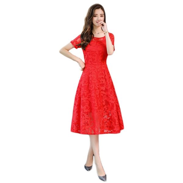lace dress women red party summer korean fashion short sleeve slim plus size knee-length dresses vestido feminina lr241 210531, Black;gray
lace dress women red party summer korean fashion short sleeve slim plus size knee-length dresses vestido feminina lr241 210531, Black;gray