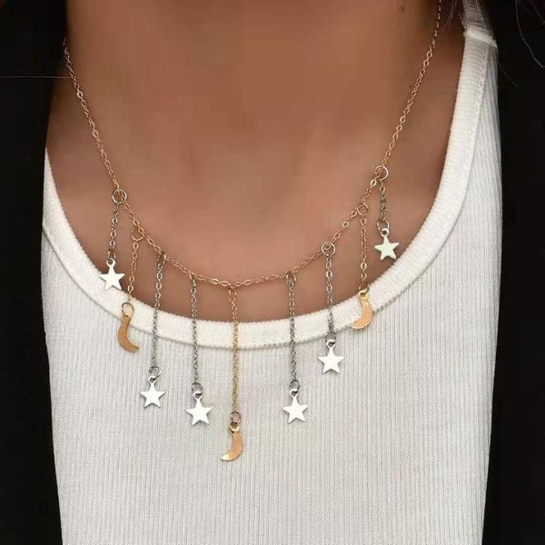 pendant necklaces 2021 bohemia fashion jewelry necklace for women star and moon chain single layer womens jewelrys fashions a1260, Silver
pendant necklaces 2021 bohemia fashion jewelry necklace for women star and moon chain single layer womens jewelrys fashions a1260, Silver