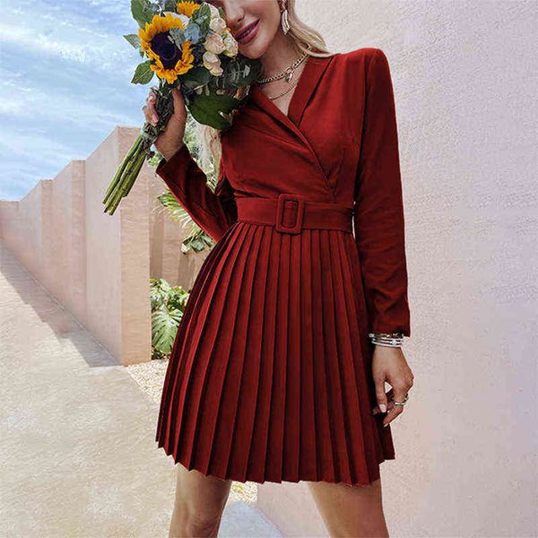 autumn office lady solid pleated belt dress elegant turn-down collar fashion party mini dress new spring women long sleeve dress y1204, Black;gray
autumn office lady solid pleated belt dress elegant turn-down collar fashion party mini dress new spring women long sleeve dress y1204, Black;gray