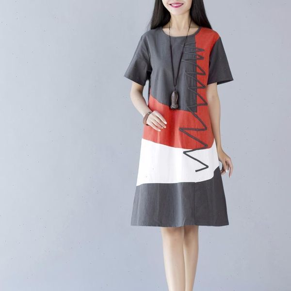 summer cotton and linen women dresses short sleeve o neck a line casual plus size loose party, Black;gray
summer cotton and linen women dresses short sleeve o neck a line casual plus size loose party, Black;gray