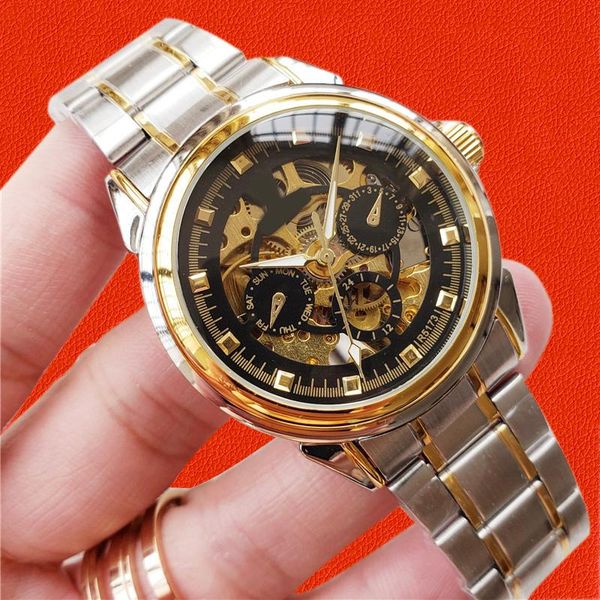 wristwatches luxury watch men automatic chronograph waterproof wrist hollow stainless steel mechanical relogio masculino, Slivery;brown
wristwatches luxury watch men automatic chronograph waterproof wrist hollow stainless steel mechanical relogio masculino, Slivery;brown