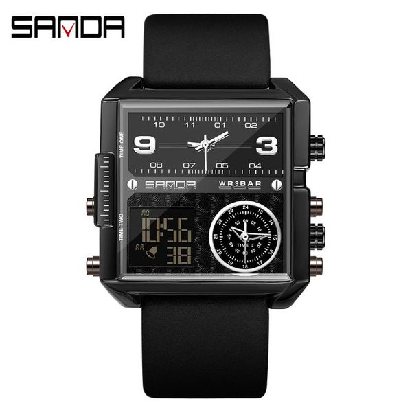 wristwatches sanda luxury men's led digital 3 time zone sport watches fashion square men waterproof quartz watch male clock relogio mas, Slivery;brown
wristwatches sanda luxury men's led digital 3 time zone sport watches fashion square men waterproof quartz watch male clock relogio mas, Slivery;brown