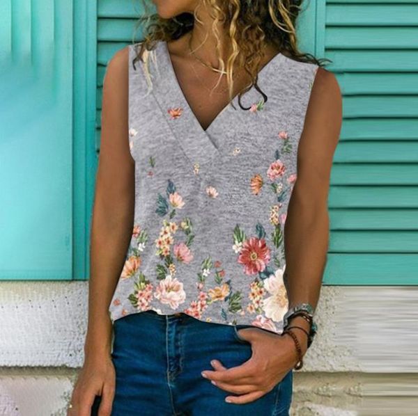 european and american women's 2021 summer blouses v-neck loose print fashion sleeveless vest women, White
european and american women's 2021 summer blouses v-neck loose print fashion sleeveless vest women, White