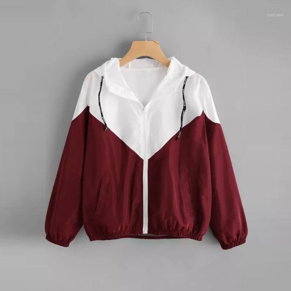 women's jackets long sleeve patchwork thin skinsuits autumn women drawstring hooded zipper pockets sport coat boyfriend windbreaker a50, Black;brown
women's jackets long sleeve patchwork thin skinsuits autumn women drawstring hooded zipper pockets sport coat boyfriend windbreaker a50, Black;brown
