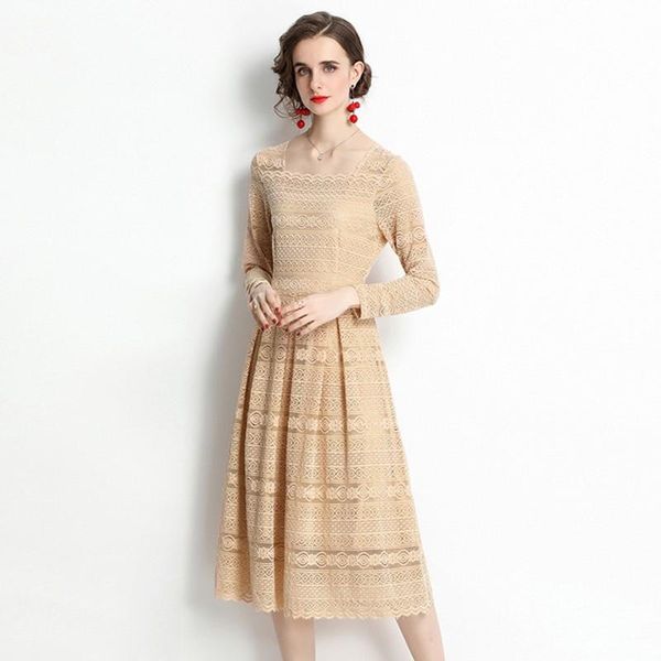 casual dresses 2021 autumn fashion women lace hollow out long sleeve elegant dress vestidos, Black;gray
casual dresses 2021 autumn fashion women lace hollow out long sleeve elegant dress vestidos, Black;gray