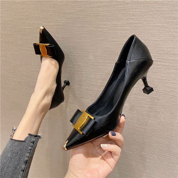 dress shoes net red high heels women's thin heel spring and autumn shoes shallow bow pointed french single 5a-1 6gxn, Black
dress shoes net red high heels women's thin heel spring and autumn shoes shallow bow pointed french single 5a-1 6gxn, Black