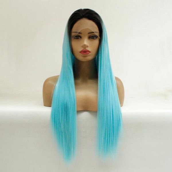 long silky straight hair synthetic lace front wig ombre blue part cosplay glueless wigs for women1, Black
long silky straight hair synthetic lace front wig ombre blue part cosplay glueless wigs for women1, Black