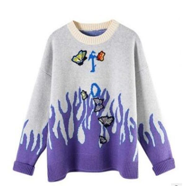 women's sweaters autumn 2021 girl o-neck flame butterfly graffiti embroidery long sleeve pullovers languid lazy wind kawaii thick kniti, White;black
women's sweaters autumn 2021 girl o-neck flame butterfly graffiti embroidery long sleeve pullovers languid lazy wind kawaii thick kniti, White;black
