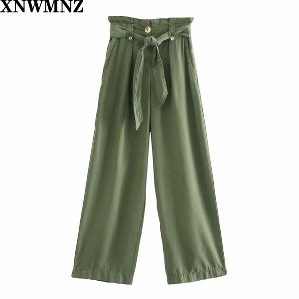 za high waist wide leg sashesfemal fashion pants women green linen long pants casual female trousers belt loose trouser 210510, Black;white
za high waist wide leg sashesfemal fashion pants women green linen long pants casual female trousers belt loose trouser 210510, Black;white
