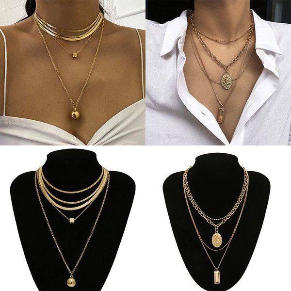 pendant necklaces jewelry metal multi layered gold color choker necklace small ball square snake chain punk, Silver
pendant necklaces jewelry metal multi layered gold color choker necklace small ball square snake chain punk, Silver