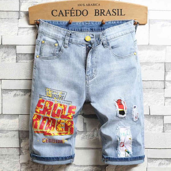 fashionable shorts trendy patch printed jeans men's small straight loose breeches korean summer pants, White;black
fashionable shorts trendy patch printed jeans men's small straight loose breeches korean summer pants, White;black