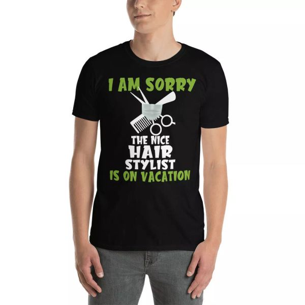 i am sorry the nice hair stylist is on vacation funny scissors comb barber shirt, White;black
i am sorry the nice hair stylist is on vacation funny scissors comb barber shirt, White;black