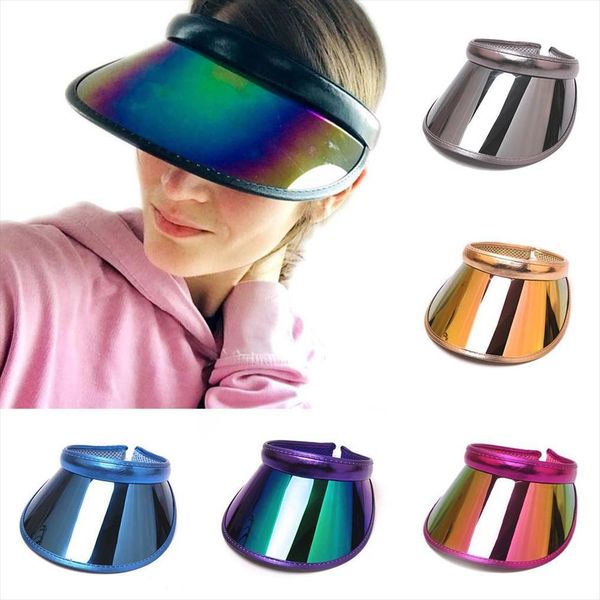 summer iridescent mirrored outdoor travel beach anti uv sun visor hat pvc empty hats trendy clothing accessory, Blue;gray
summer iridescent mirrored outdoor travel beach anti uv sun visor hat pvc empty hats trendy clothing accessory, Blue;gray