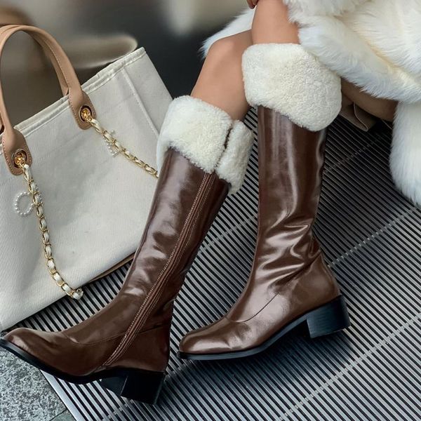 boots brand genuine leather warm plush chunky heels winter walking in snow calf boot women shoes, Black
boots brand genuine leather warm plush chunky heels winter walking in snow calf boot women shoes, Black