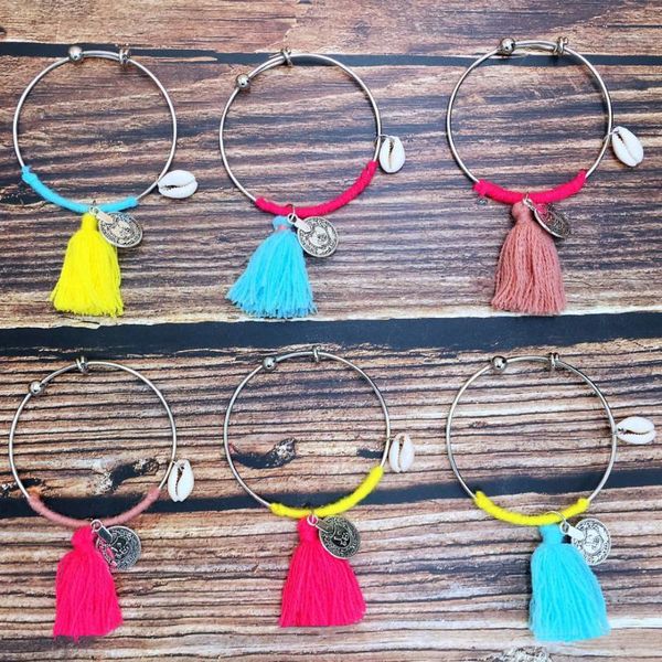 bohemian tassel retro alloy coin pendants bangles for women&silver-plated copper bangle&shell pendant charm bracelet bangle, Black
bohemian tassel retro alloy coin pendants bangles for women&silver-plated copper bangle&shell pendant charm bracelet bangle, Black