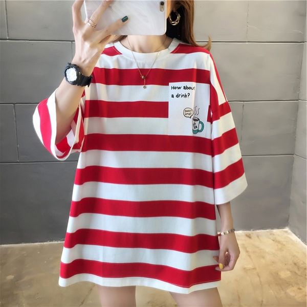 women's t-shirt summer black red white pink stripes women t-shirt loose short sleeve casual fashion oversized o-neck graphic tee f
women's t-shirt summer black red white pink stripes women t-shirt loose short sleeve casual fashion oversized o-neck graphic tee f