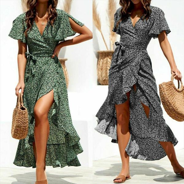 boho short sleeve wrap women dresses v neck asymmetrical ruffle party holiday beach plus size xxl, Black;gray
boho short sleeve wrap women dresses v neck asymmetrical ruffle party holiday beach plus size xxl, Black;gray