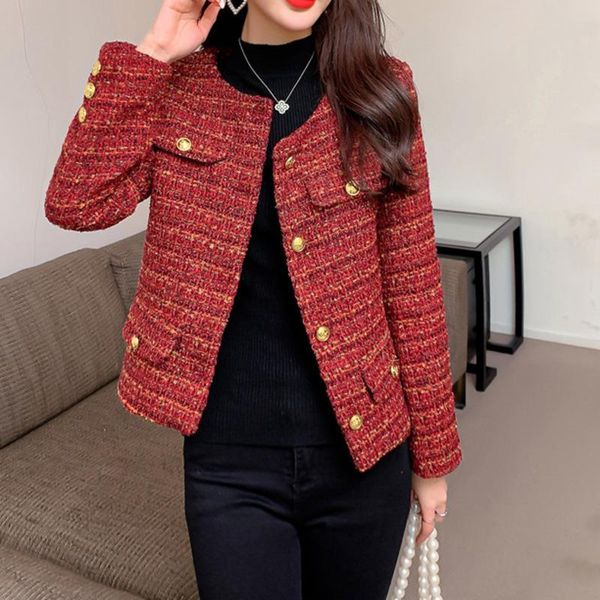 women's jackets autumn jacket women elegant slim french high sense small fragrance red tweed coat internet celebrity short outwear, Black;brown
women's jackets autumn jacket women elegant slim french high sense small fragrance red tweed coat internet celebrity short outwear, Black;brown