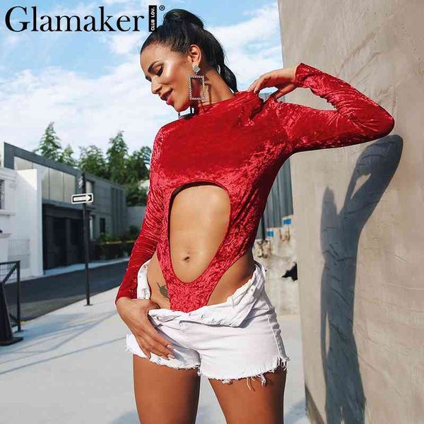 glamaker velour red hollow out bodysuit women long sleeve turtle neck short playsuit fitness holiday jumpsuits&rompers 210414, Black;white
glamaker velour red hollow out bodysuit women long sleeve turtle neck short playsuit fitness holiday jumpsuits&rompers 210414, Black;white