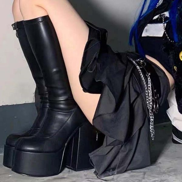 dress shoes thick mid/low heel pu leather round toe boots for women 2021 fall/ winter selling punk large size pumps, Black
dress shoes thick mid/low heel pu leather round toe boots for women 2021 fall/ winter selling punk large size pumps, Black