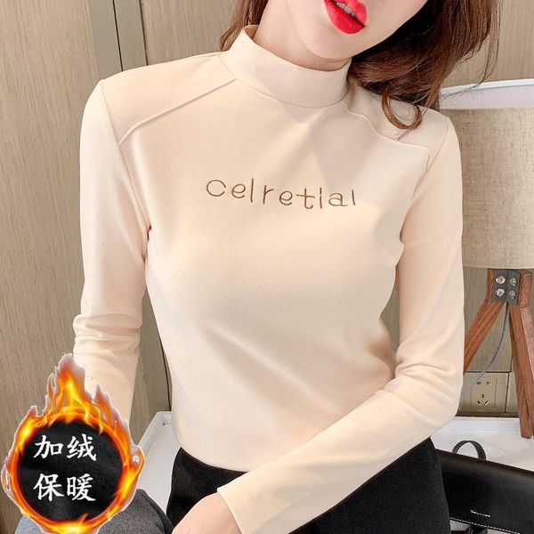 women's t-shirt plus size clothing 2021 autumn and winter velvet warm half high neck bottoming shirt long-sleeved top, White
women's t-shirt plus size clothing 2021 autumn and winter velvet warm half high neck bottoming shirt long-sleeved top, White