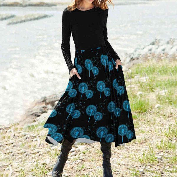 women floral print dress loose long sleeve midi dresses lady casual o-neck slim autumn spring female dress vestido de mujer y1204, Black;gray
women floral print dress loose long sleeve midi dresses lady casual o-neck slim autumn spring female dress vestido de mujer y1204, Black;gray