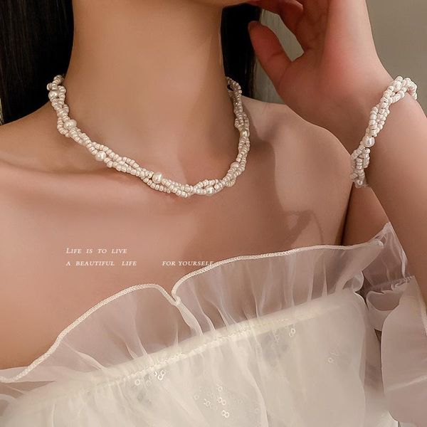 earrings & necklace french retro 925 silver needle winding light extravagant temperament rice bead bracelet set female
earrings & necklace french retro 925 silver needle winding light extravagant temperament rice bead bracelet set female
