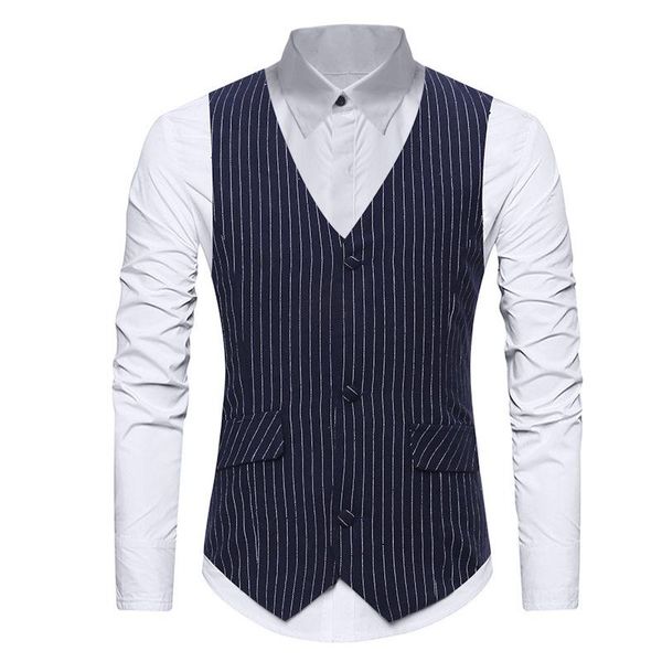 men's vests classic vertical striped suit vest 2021 brand slim fit dress waistcoat men busienss formal wedding tuxedo male, Black;white
men's vests classic vertical striped suit vest 2021 brand slim fit dress waistcoat men busienss formal wedding tuxedo male, Black;white