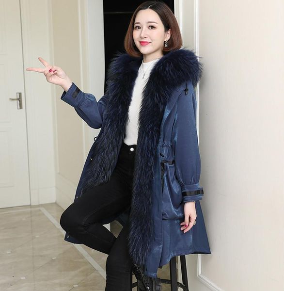 women's fur & faux fashion high street coat raccoon collar hooded female jacket oversized thicken warm coats casacos zjt1227, Black
women's fur & faux fashion high street coat raccoon collar hooded female jacket oversized thicken warm coats casacos zjt1227, Black