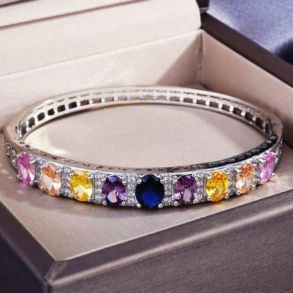 bangle 925 silver luxury bracelet inlay oval cubic zircon fashion hollow jewelry for women wedding valentines gift, Black
bangle 925 silver luxury bracelet inlay oval cubic zircon fashion hollow jewelry for women wedding valentines gift, Black
