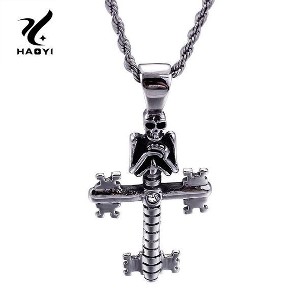 pendant necklaces stainless steel skull cross necklace for men with twisted chain trendy personality male accessories, Silver
pendant necklaces stainless steel skull cross necklace for men with twisted chain trendy personality male accessories, Silver