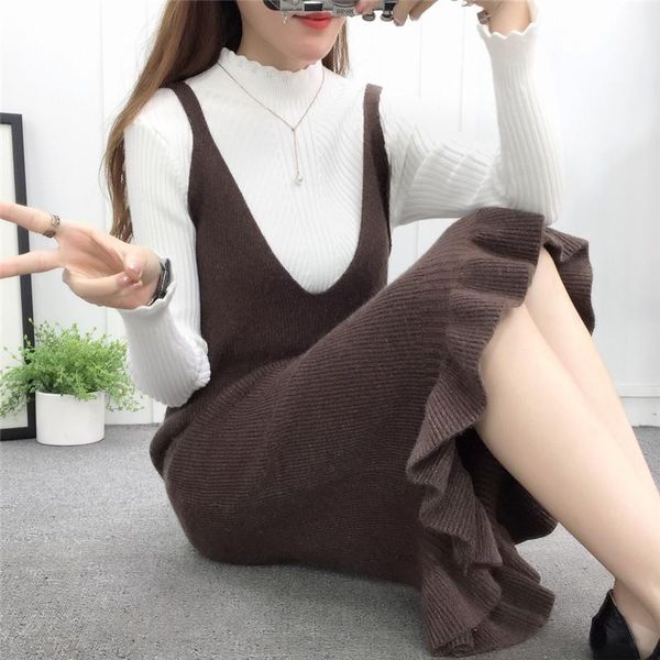 casual dresses v-neck solid colour ruffless sleeveless elegant women winter knee-length korean style female trendy chic dress, Black;gray
casual dresses v-neck solid colour ruffless sleeveless elegant women winter knee-length korean style female trendy chic dress, Black;gray