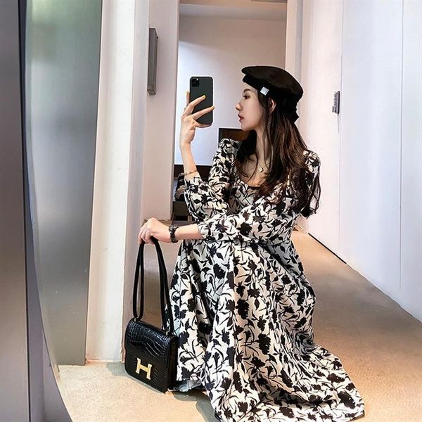 casual dresses korean floral printed long dress women 2021 chic autumn one piece lady vintage sleeve square collor slim fit vestidos, Black;gray
casual dresses korean floral printed long dress women 2021 chic autumn one piece lady vintage sleeve square collor slim fit vestidos, Black;gray