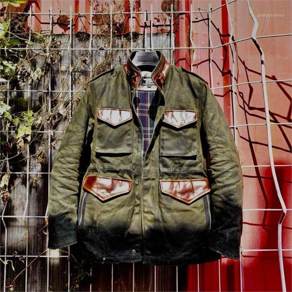 oil american-style vintage heavy wax canvas m65 field jacket men's safari stitching wild cowhide midi leather & faux, Black
oil american-style vintage heavy wax canvas m65 field jacket men's safari stitching wild cowhide midi leather & faux, Black