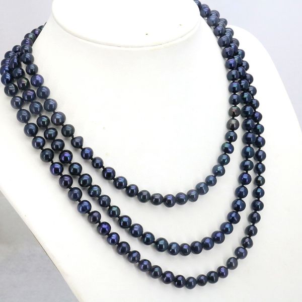 black pearl long necklace 7-8mm diy handmade jewelry 55inches suitable for women to participate in party wear, Silver
black pearl long necklace 7-8mm diy handmade jewelry 55inches suitable for women to participate in party wear, Silver