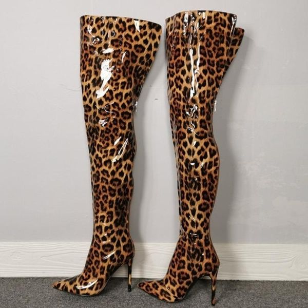 boots leopard reflective patent leather women thigh high fashion pointed toe back zip over knee big size 47, Black
boots leopard reflective patent leather women thigh high fashion pointed toe back zip over knee big size 47, Black