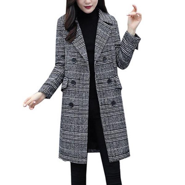 women's wool & blends fashion warm 2021 winter slim houndstooth loose woolen jacket mid-length hepburn coat pockets turn-down collar, Black
women's wool & blends fashion warm 2021 winter slim houndstooth loose woolen jacket mid-length hepburn coat pockets turn-down collar, Black