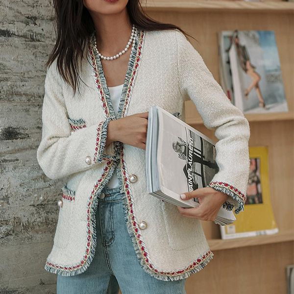 women's jackets luxury designer runway tweed woolen tassel pearl button contrast color jacket women outerwear autumn winter coat, Black;brown
women's jackets luxury designer runway tweed woolen tassel pearl button contrast color jacket women outerwear autumn winter coat, Black;brown