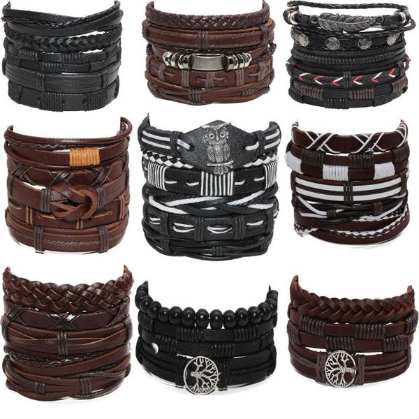 charm bracelets retro men's bracelet 5-piece set of hand woven cowhide wax rope adjustable jewelry fashion small gift, Golden;silver
charm bracelets retro men's bracelet 5-piece set of hand woven cowhide wax rope adjustable jewelry fashion small gift, Golden;silver