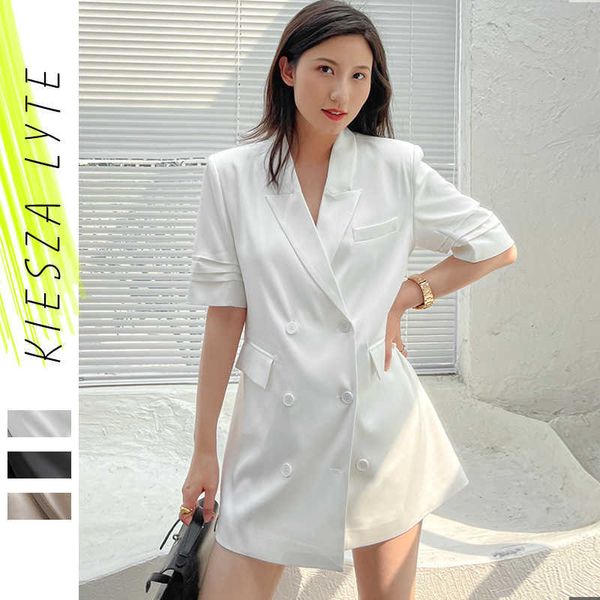 women summer blazer double breasted shoulder pads hort sleeve female outerwear chic suit jacket 210608, White;black
women summer blazer double breasted shoulder pads hort sleeve female outerwear chic suit jacket 210608, White;black
