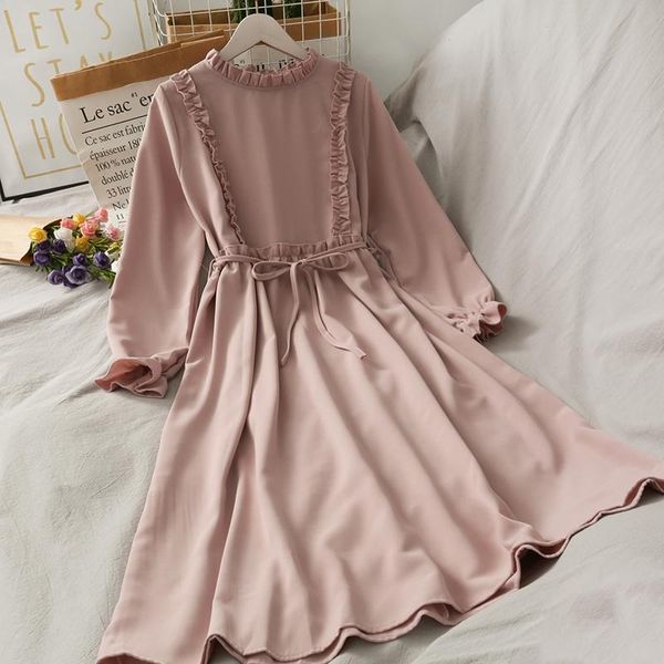 casual dresses 2021 autumn dress women round neck high waist long-sleeved woman solid color midi fashion, Black;gray
casual dresses 2021 autumn dress women round neck high waist long-sleeved woman solid color midi fashion, Black;gray